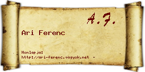 Ari Ferenc névjegykártya